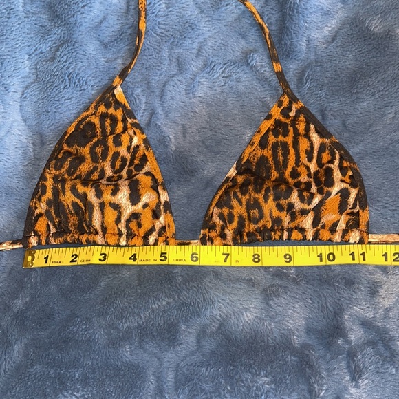 VINTAGE RARE LEOPARD PRINT STRING BIKINI PORT-CROS PARIS Made in France UK SZ 42 - Picture 8 of 11